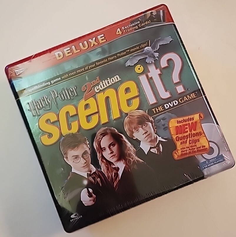 DELUXE Harry Potter Scene It 2nd Edition DVD Game Tin SEALED! +4 Exclusive Cards