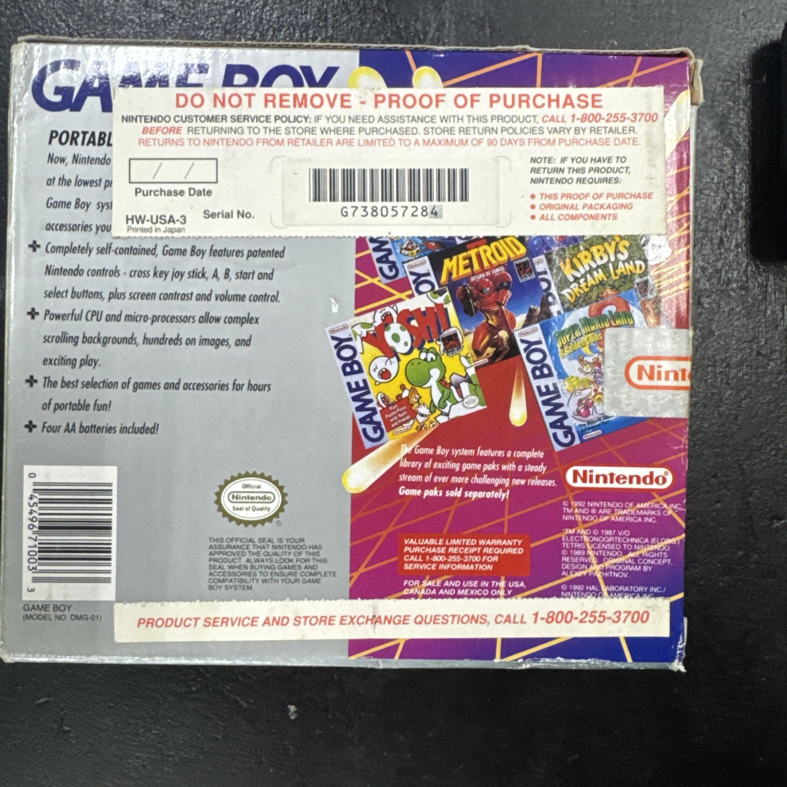 Nintendo Game Boy Launch Edition Handheld System – Complete Matching Serial #s