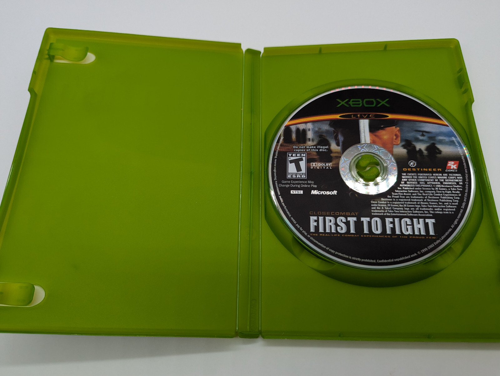 Close Combat: First to Fight (Microsoft Xbox, 2005) NO MANUAL, DISC NEAR MINT!
