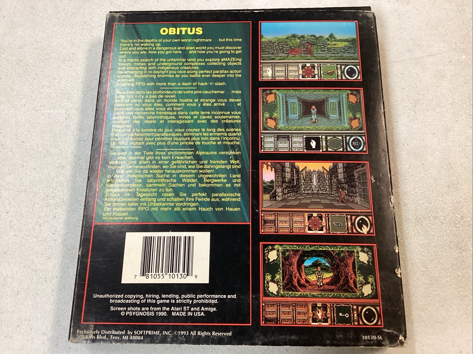 Obitus Commodore Amiga Psygnosis 3.5″ Disks PC Games Big Box