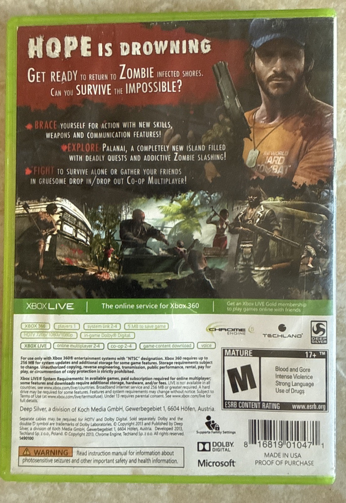 Dead Island: Riptide – Microsoft Xbox 360 / Complete In Box W. Manual / Tested