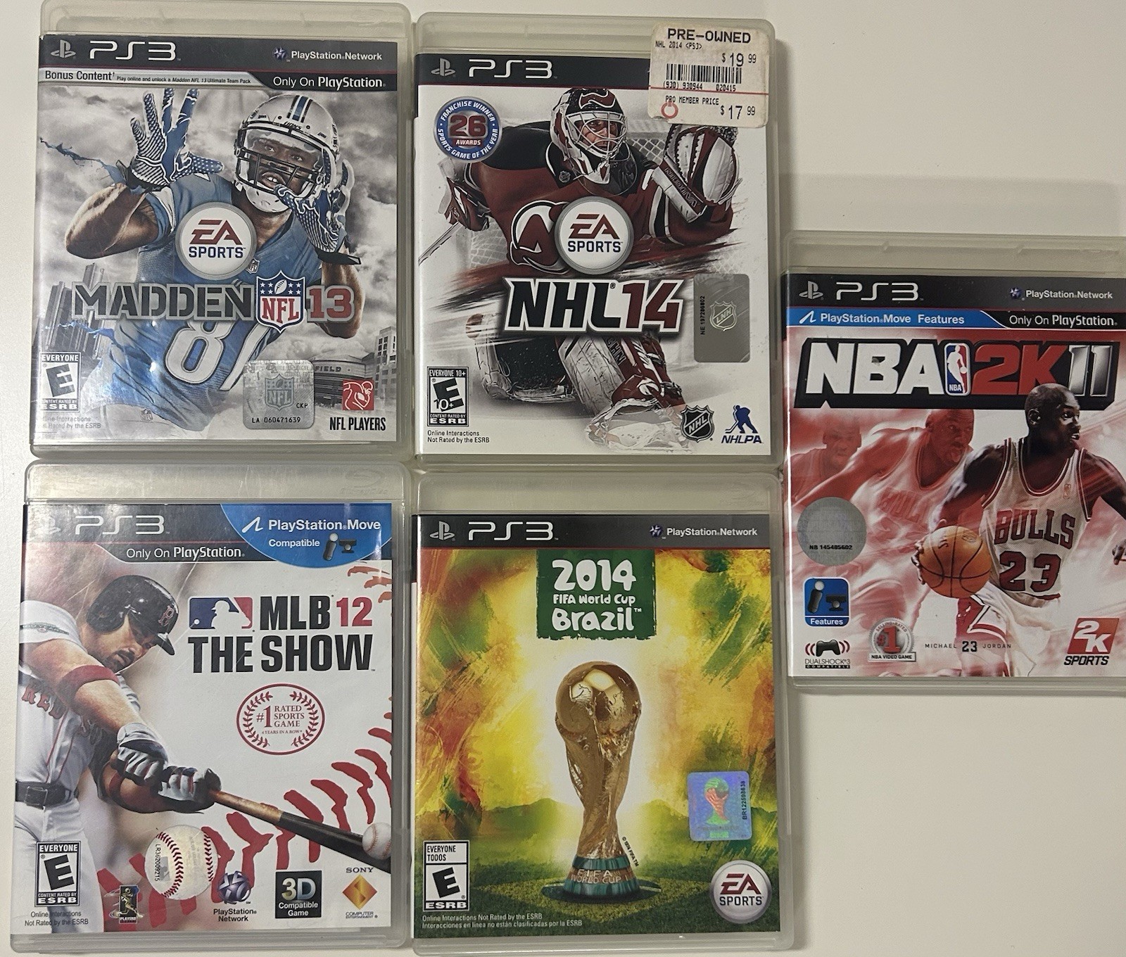 BUNDLE 5 Games Ps3 Sport Lot Madden 09 NHL 14nba 2k11 MLB 12 Brazil