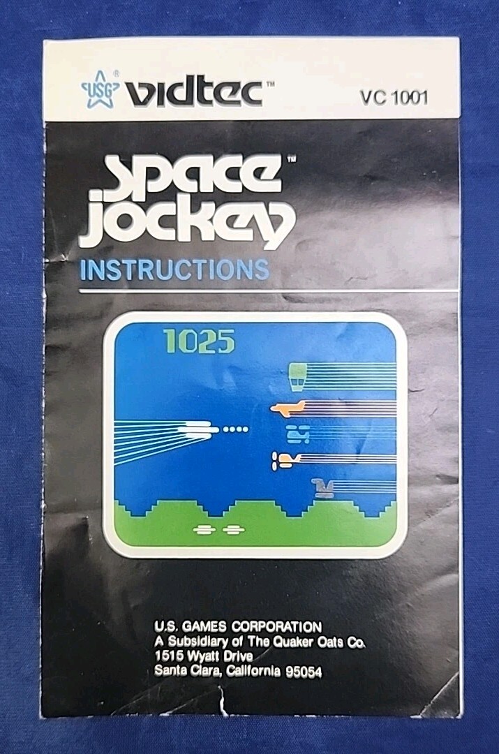 VINTAGE 1982 VIDTEC/ATARI SPACE JOCKEY GAME w/ BOOKLET