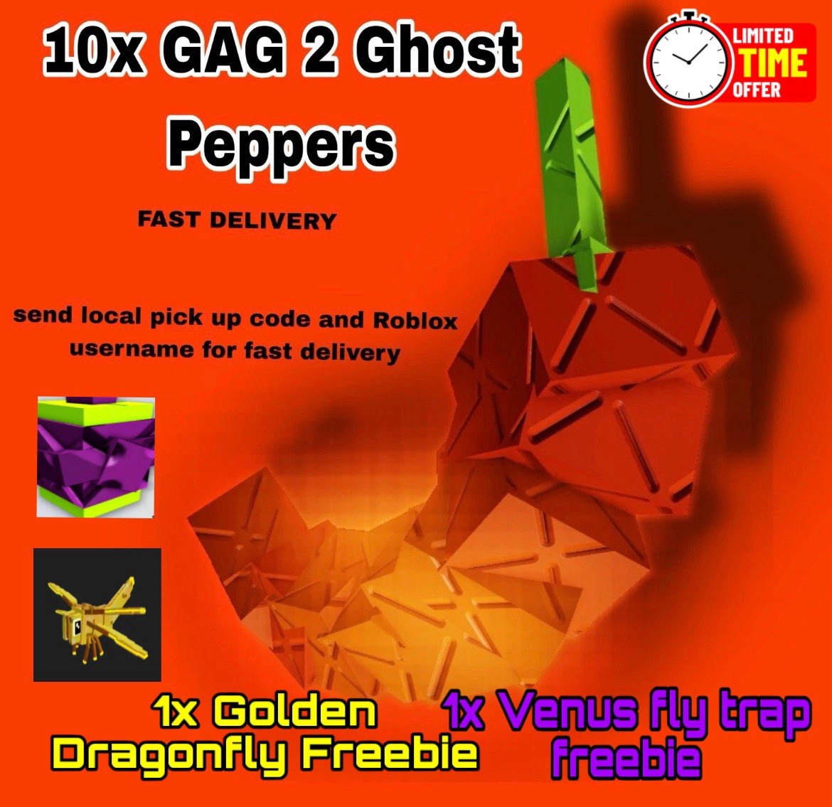 🌱Grow A Garden 2🌱 | 10x Ghost Pepper Seed 🌶️ | CHEAP AND FAST DELIVERY⚡️