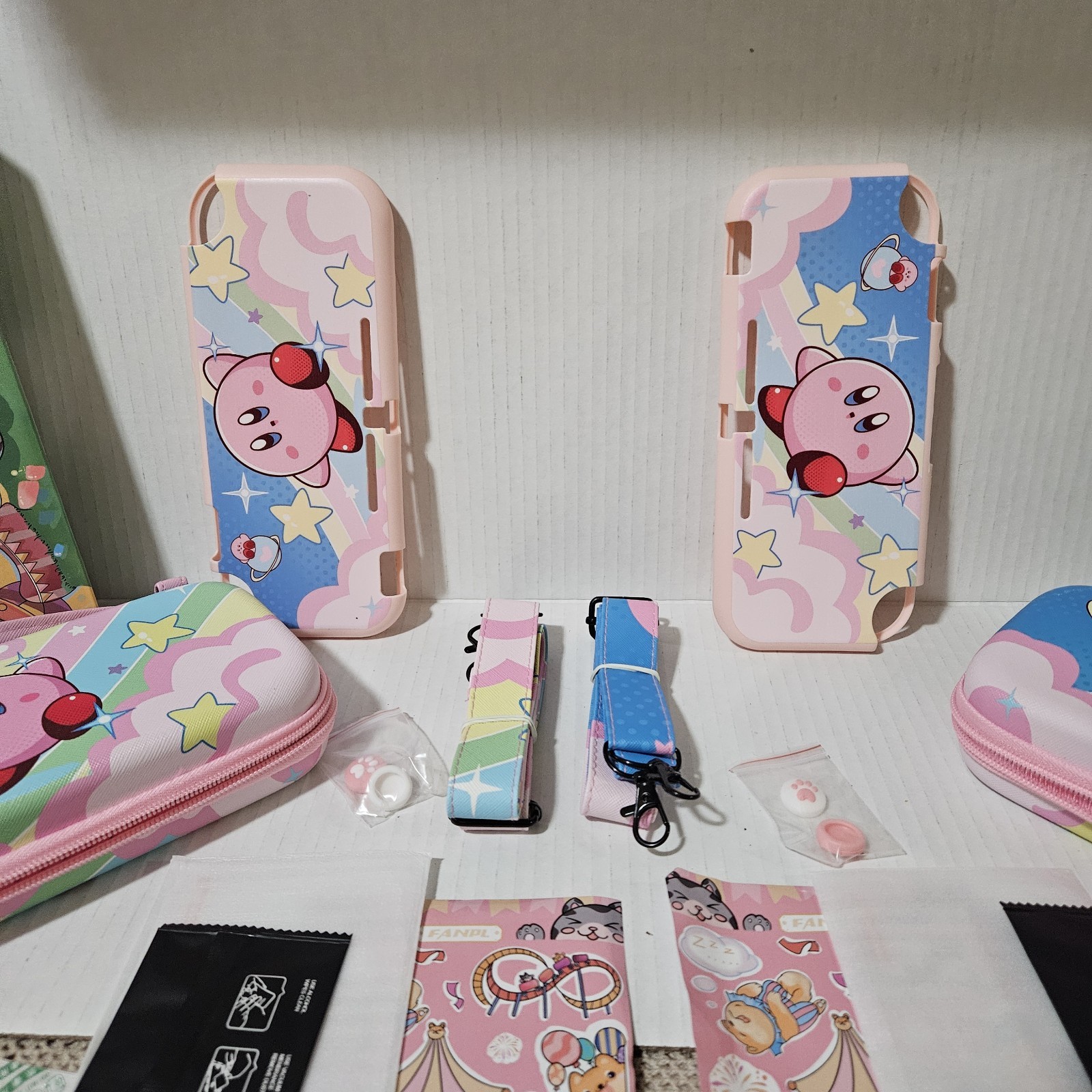 Lot 2 KIRBY Nintendo Switch Hard Carry Case Unbranded w/Accessories Pink NEW