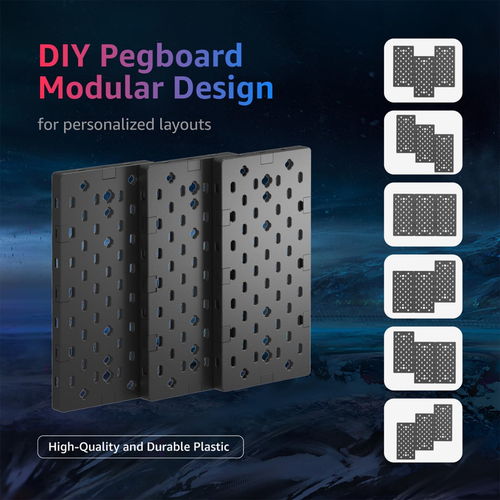 3 PCS Modular Headphone Controller Holder ClampOn Pegboard Black
