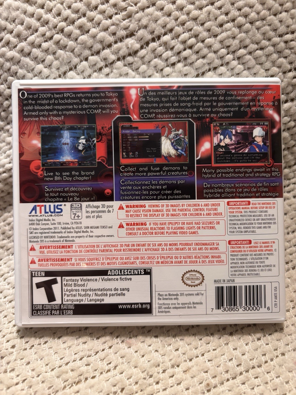 Shin Megami Tensei: Devil Survivor Overclocked (Nintendo 3DS, 2011) Game & Case
