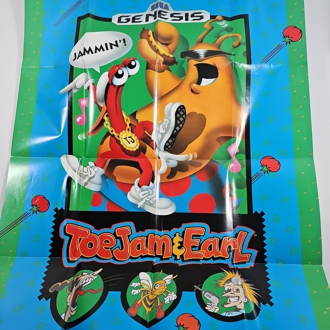 ToeJam & Earl Sega Genesis Original Fold-Out Poster – Authentic Vintage Insert