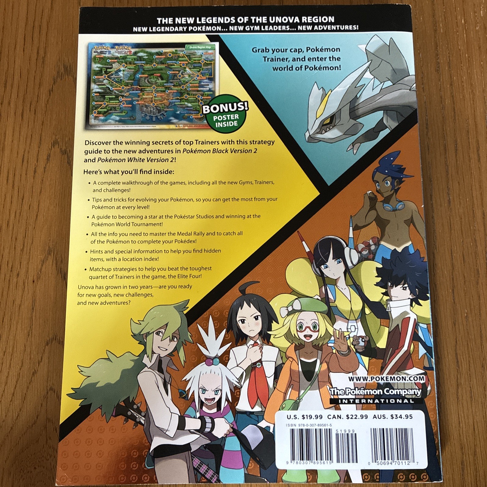 Pokemon Black and White 2 Strategy Guide with poster for Nintendo DS console