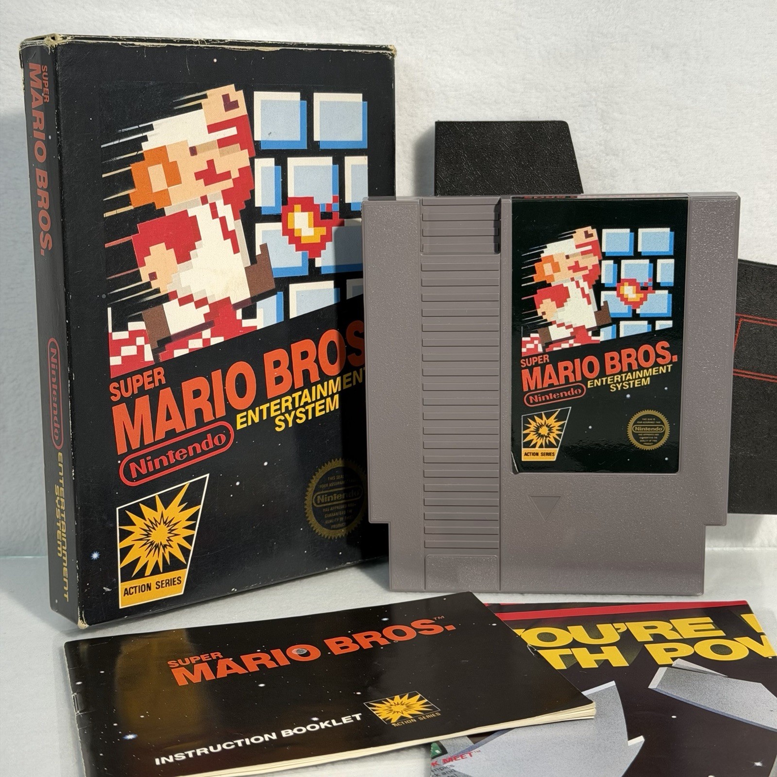 Super Mario Bros 1⭐️NICE 5 Screw Hangtab Complete CIB⭐️Nintendo NES Original USA