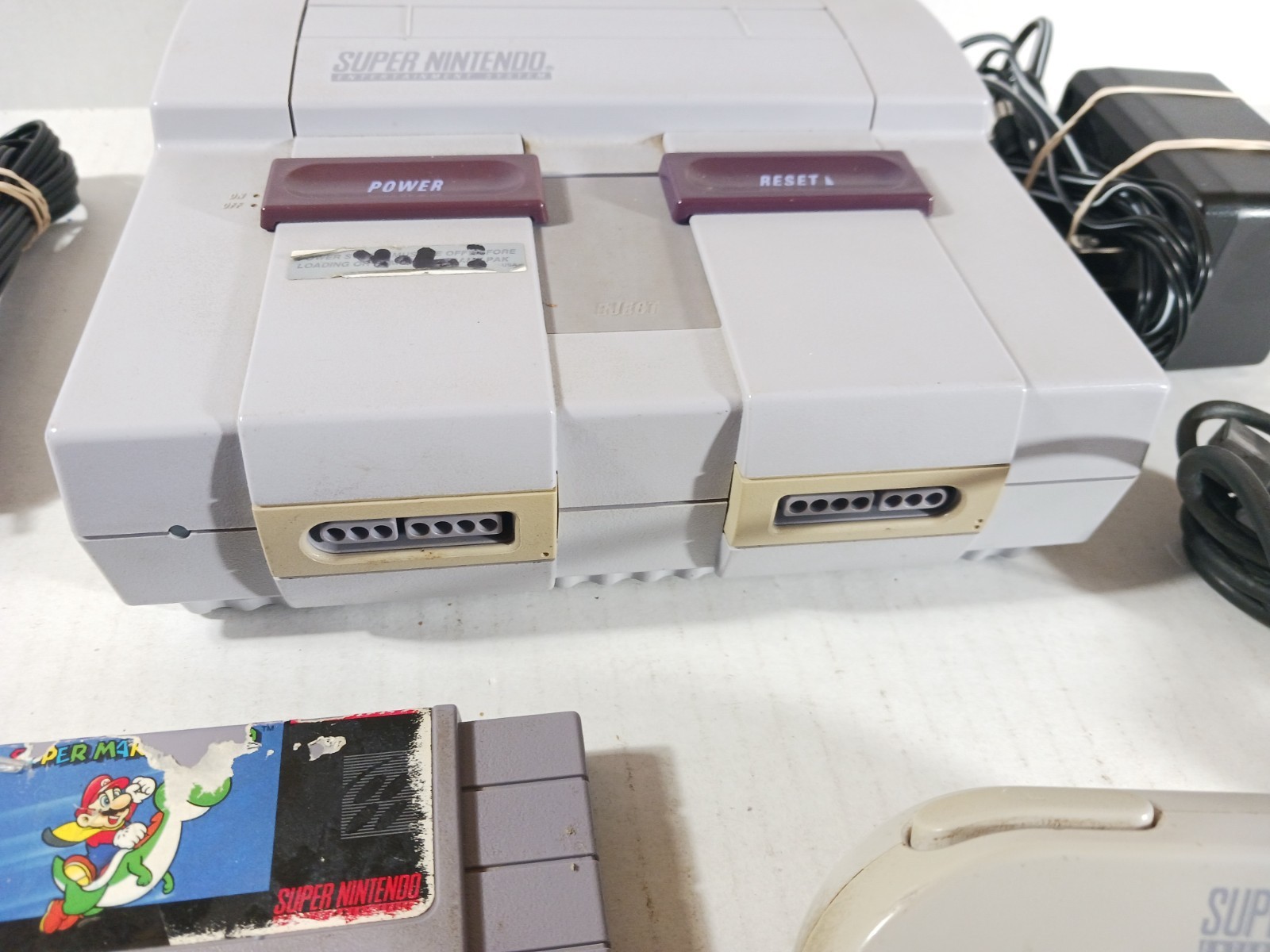 SNES Starter Set Super Nintendo Mario World Lot Fully Tested Saves Cords