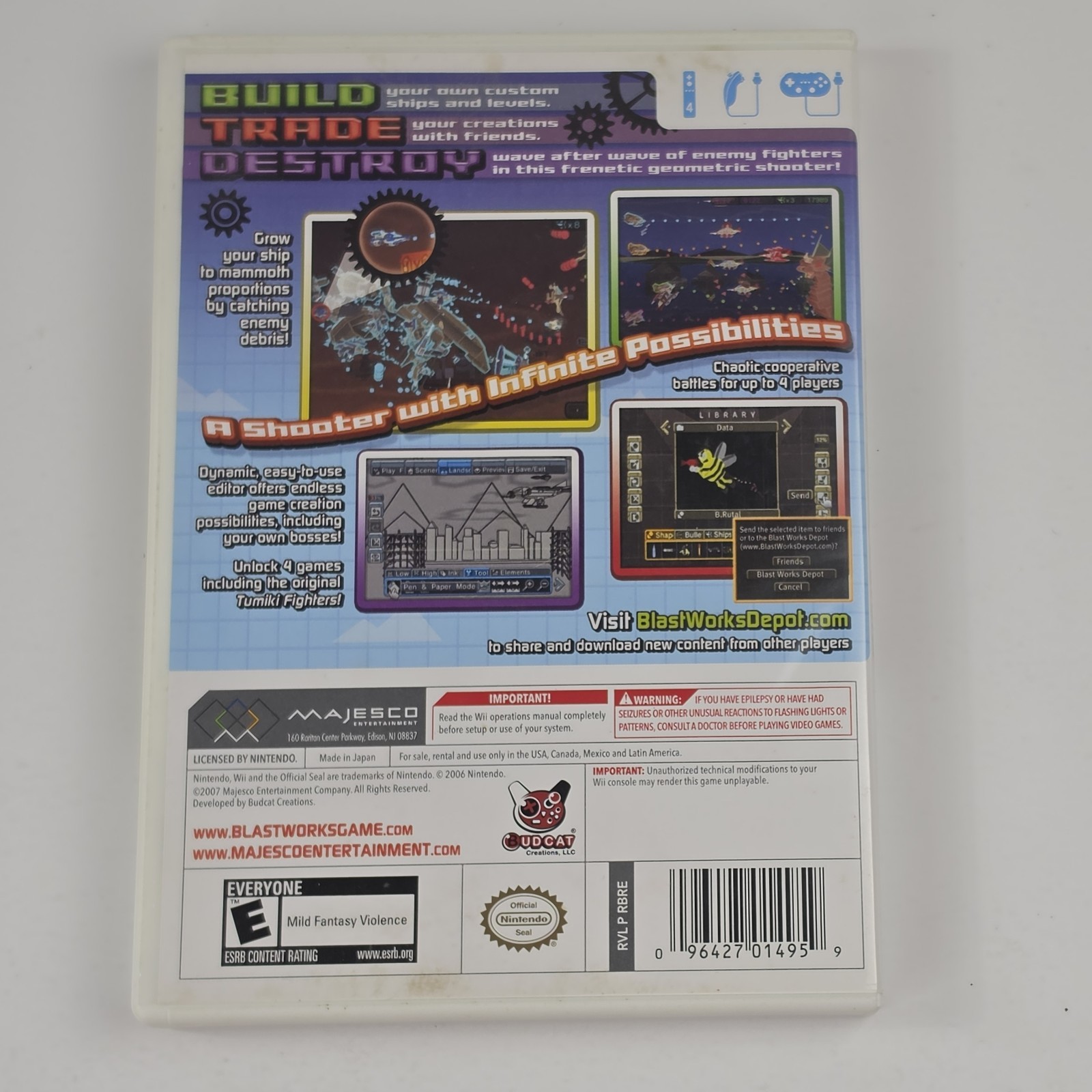 Blast Works (Nintendo Wii, 2008) Build Trade Destroy Game Tested VG Majesco