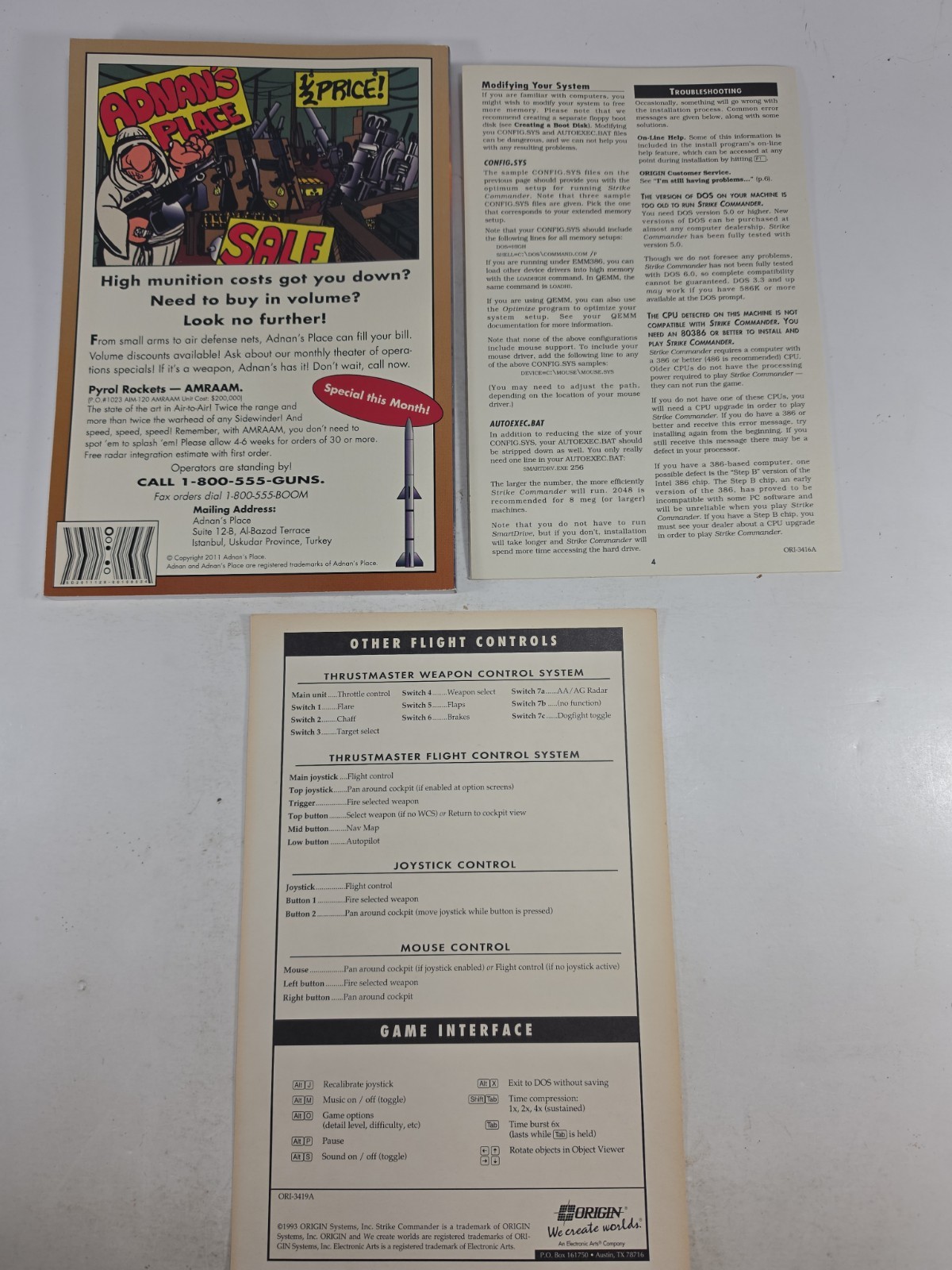 Strike Commander (1992) Origin – Vintage Big Box PC Game 3.5″ Disks – VG+