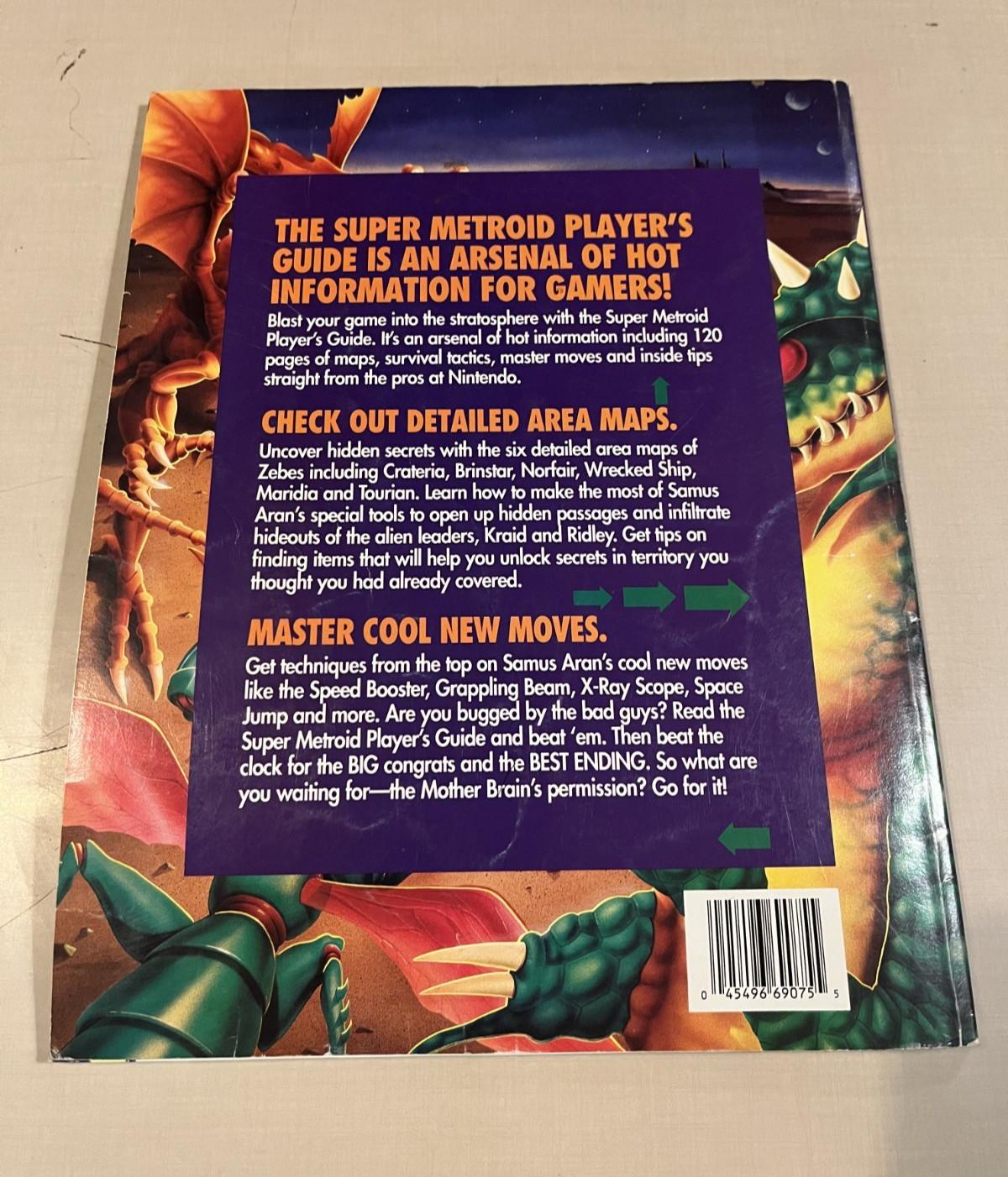 Official Super Metroid Nintendo Player’s Strategy Guide w/ Fold-Out Map SNES