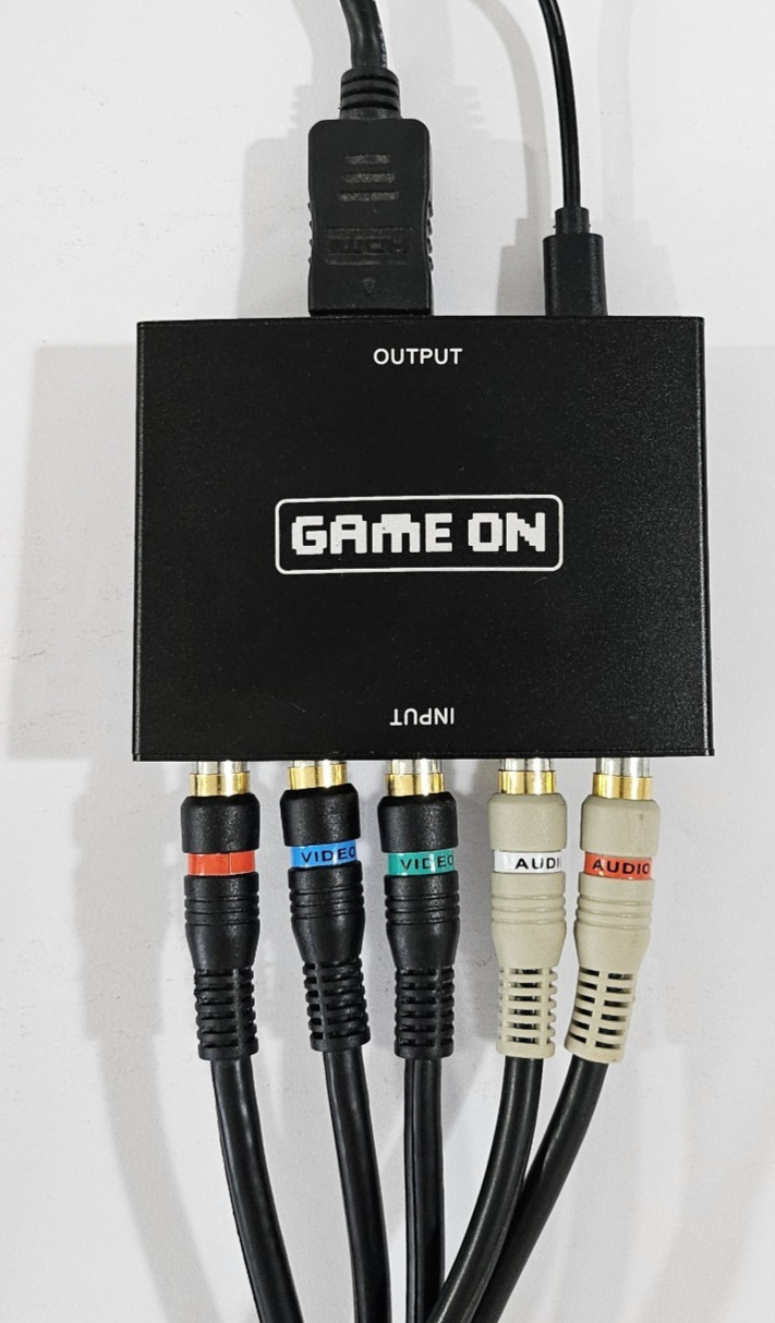 Game On Component to HDMI Converter + RCA Cables Lot Retro Gaming PS2 Wii Xbox