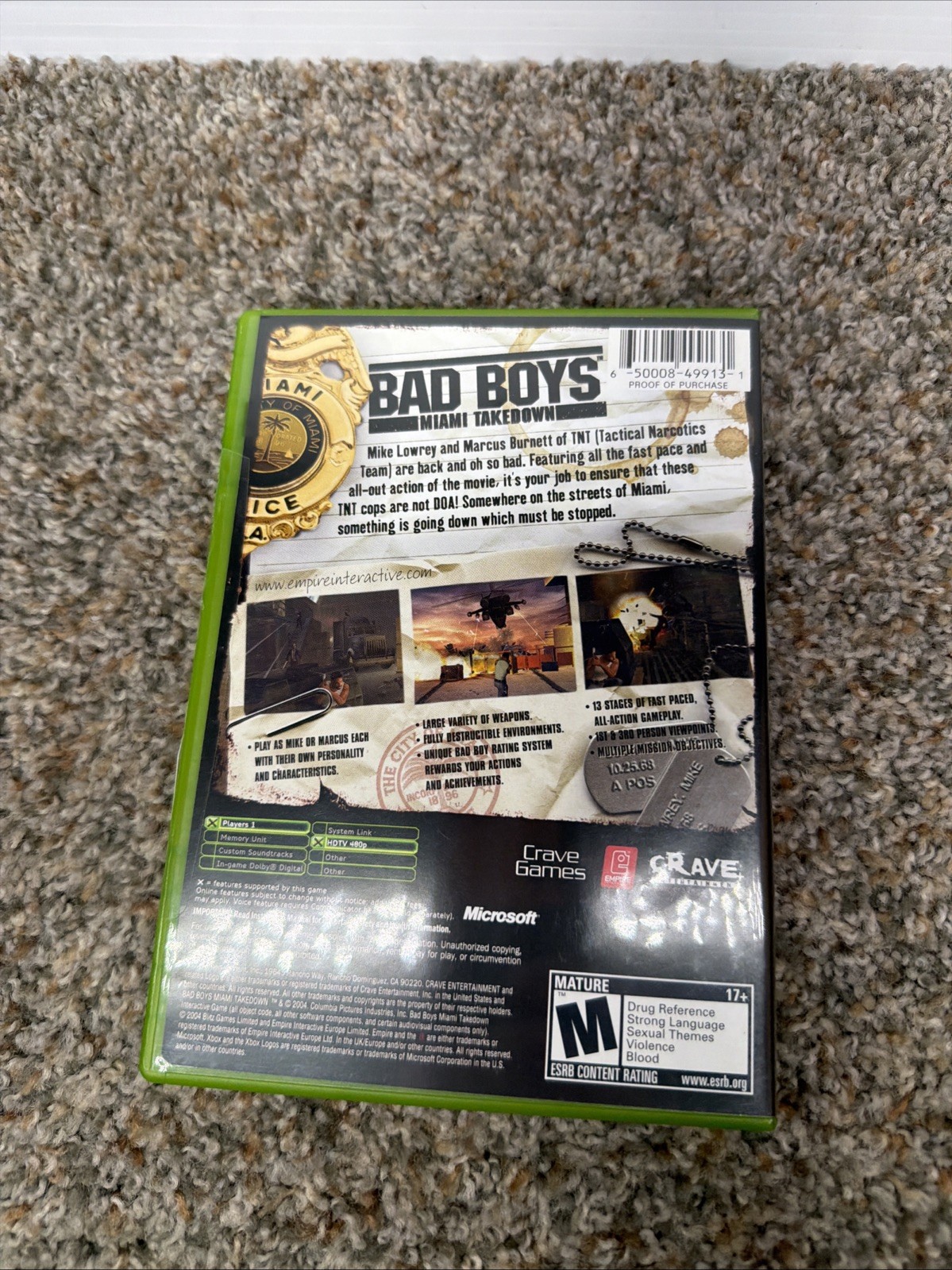 Bad Boys: Miami Takedown (Microsoft Xbox, 2004) Complete CIB Mint Disc! Tested