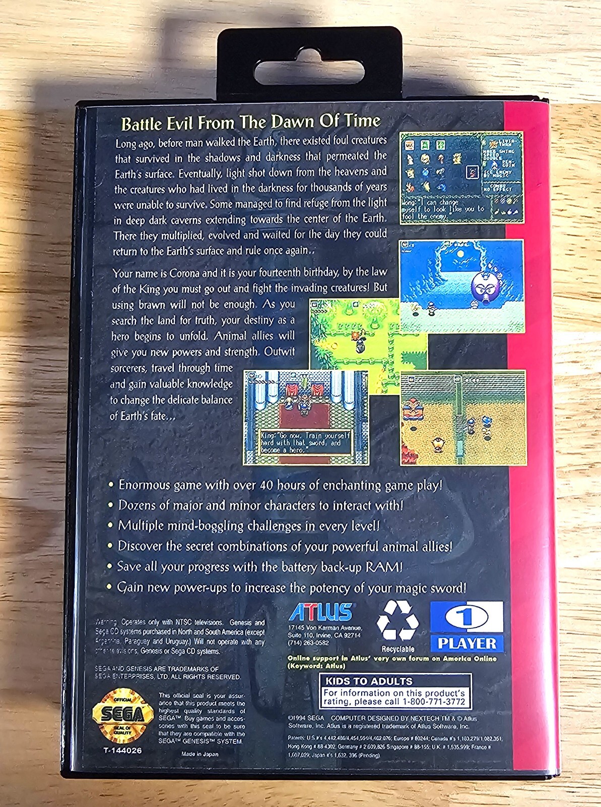 Crusader of Centy – 16 Bit Game Cartridge, Manual, and Case