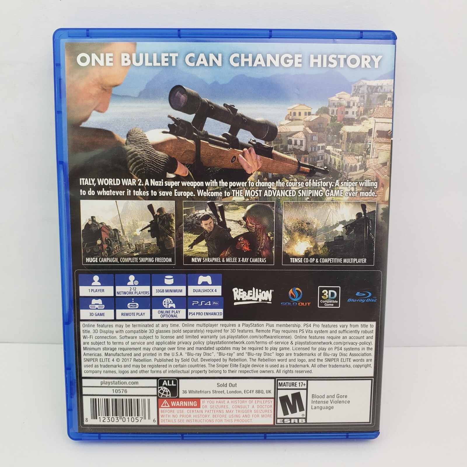 PlayStation 4 PS4 Sniper Elite 4 Italia Video Game