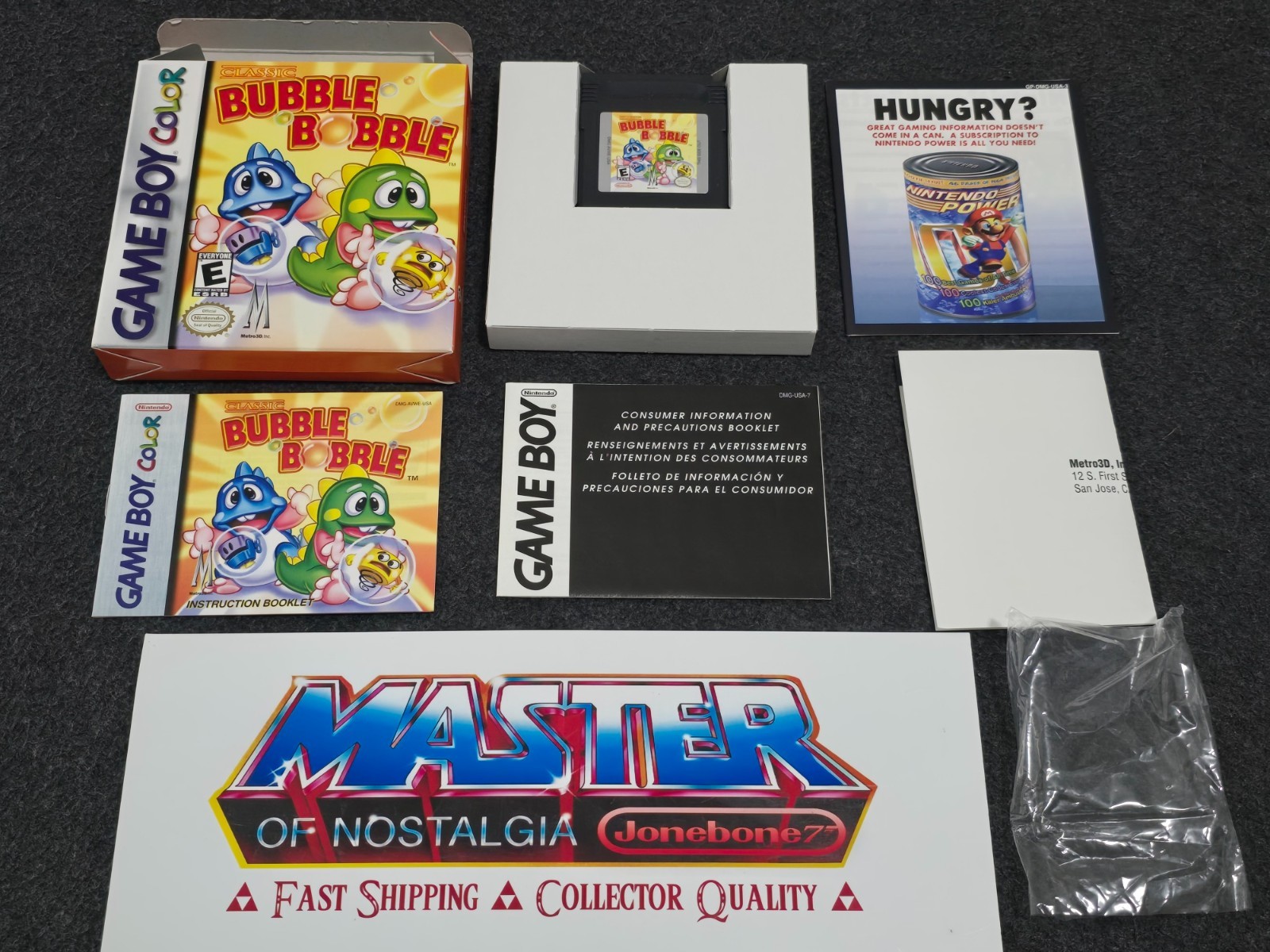 GBC CLASSIC BUBBLE BOBBLE 100% Complete Near Mint CIB Box Game Boy Gameboy Color