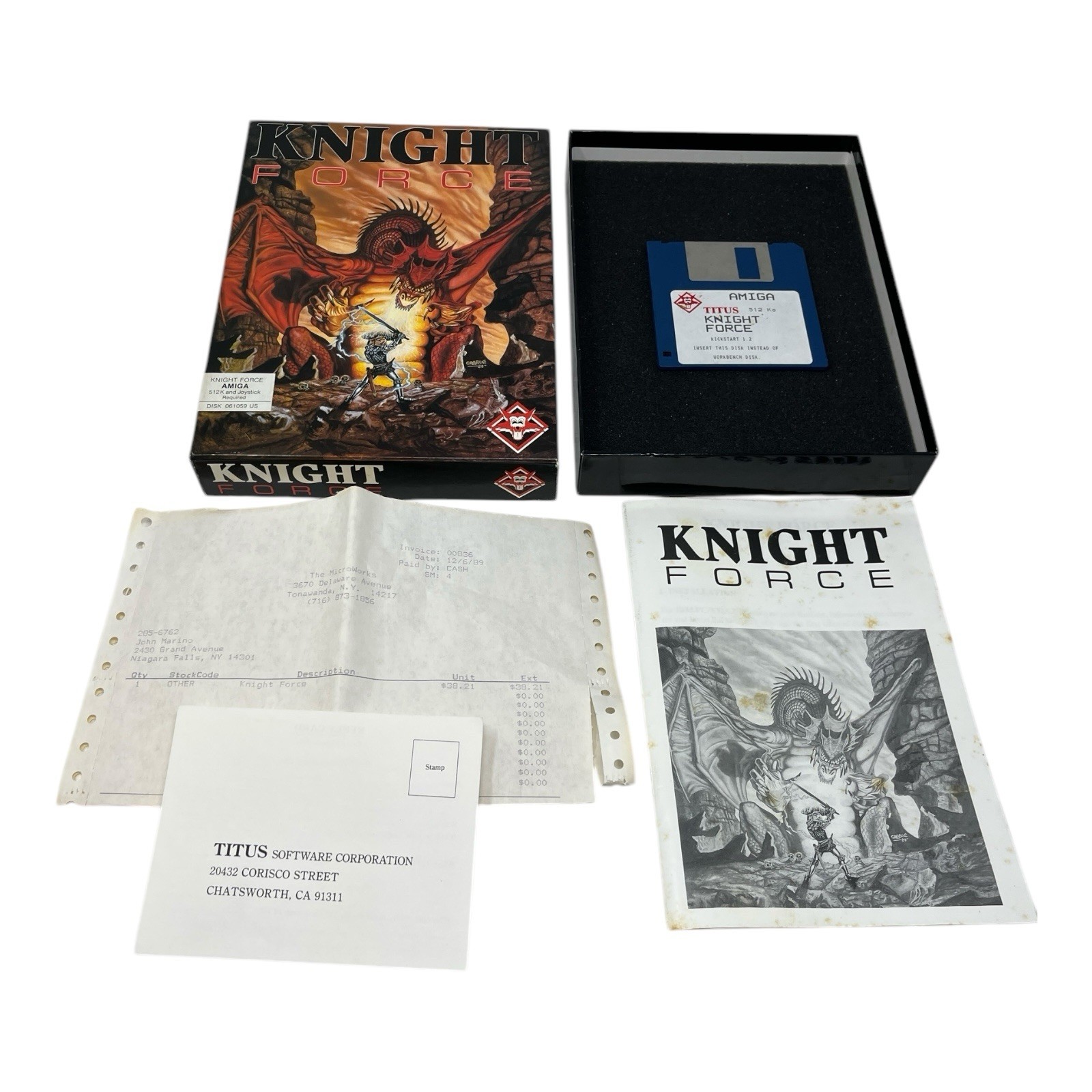 Knight Force Boxed Commodore Amiga Game Complete Titus TESTED & WORKING EUC