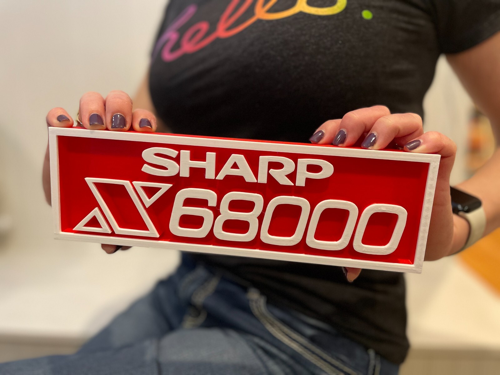 SHARP X68000 3D printed game console placard, multi-color