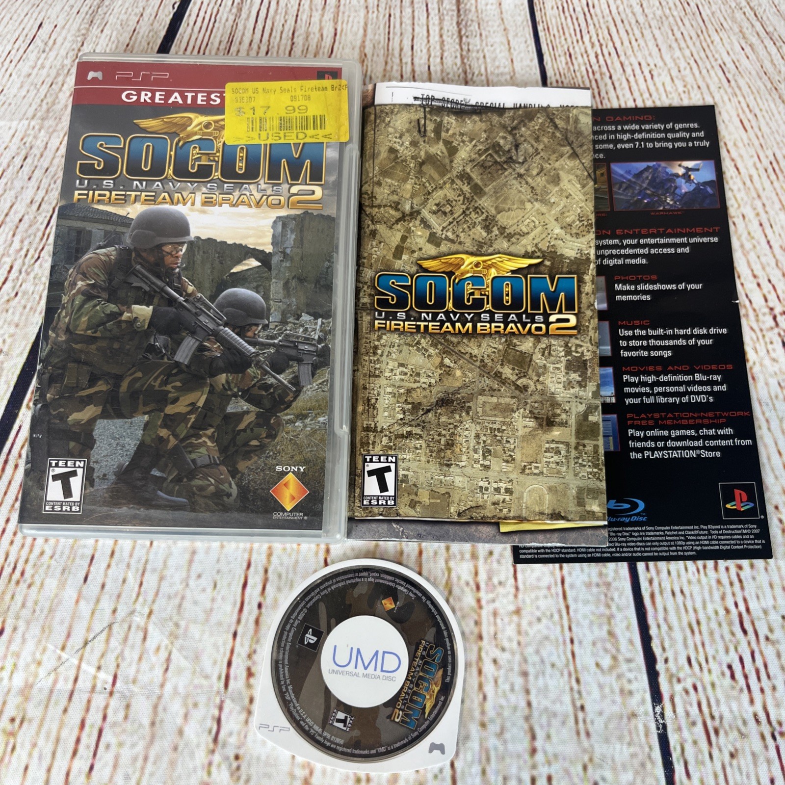SOCOM: U.S. Navy Seals Fireteam Bravo 2 (Sony PSP) 2006; CIB Complete