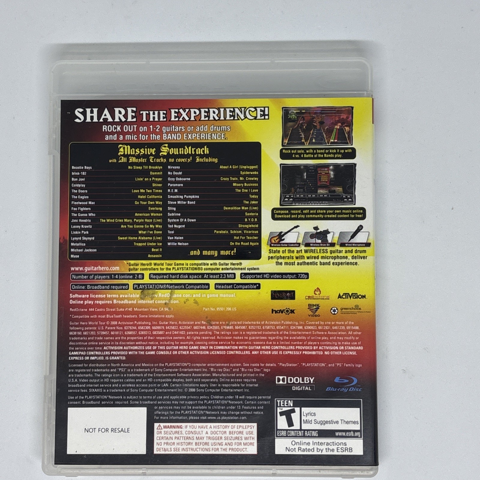 Guitar Hero: World Tour (Sony PlayStation 3, 2008) manual included