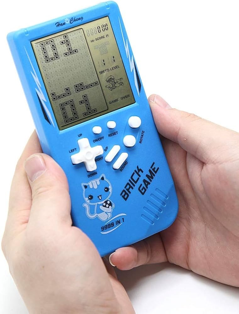 Retro Handheld Game Console 9999 Games -Blue with Adjustable Difficulty & Speed!
