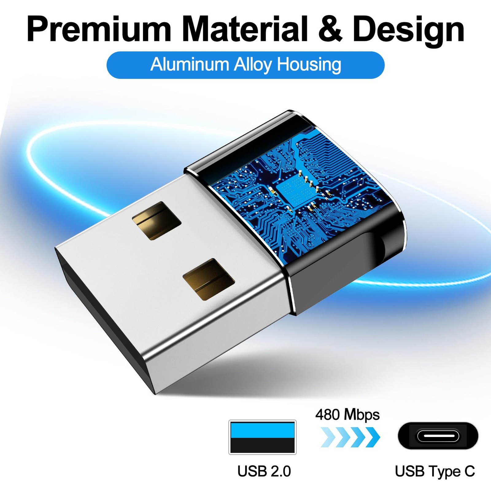 4 Pack USB To USB C Adapter Type C Female To USB A Male Fast Charging Cord