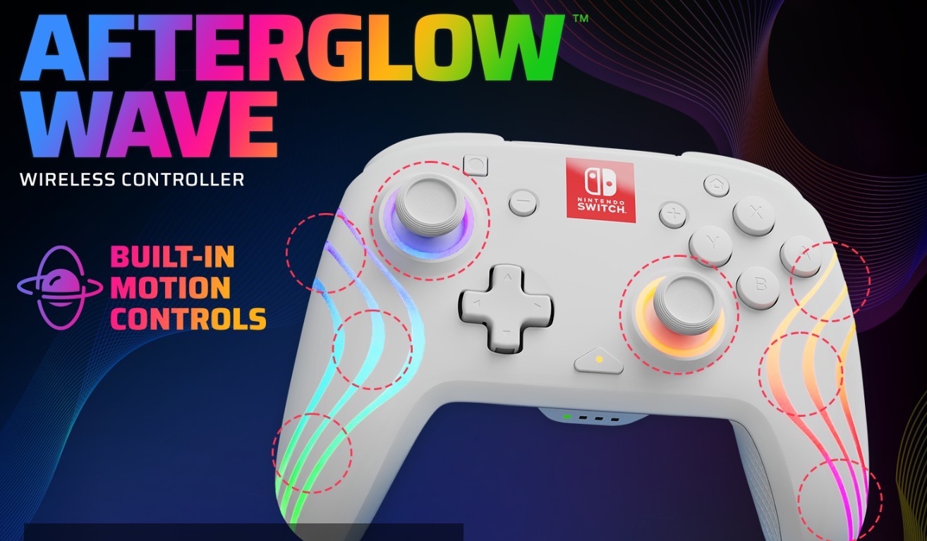 PDP [ AfterGlow Wave ] RGB LED Wireless Controller *WHITE EDITION* (Switch) New