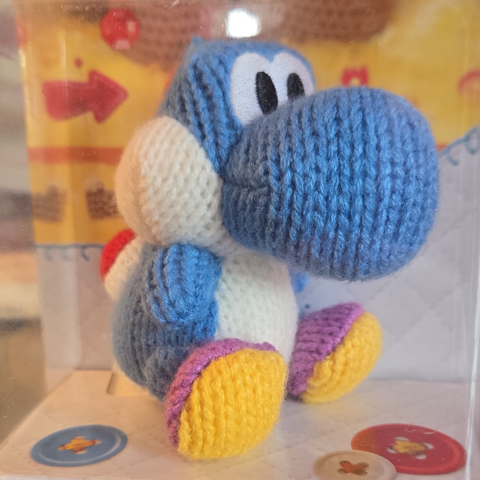 Nintendo amiibo Light-Blue Yarn Yoshi Collectible Figure Yoshi’s Woolly World
