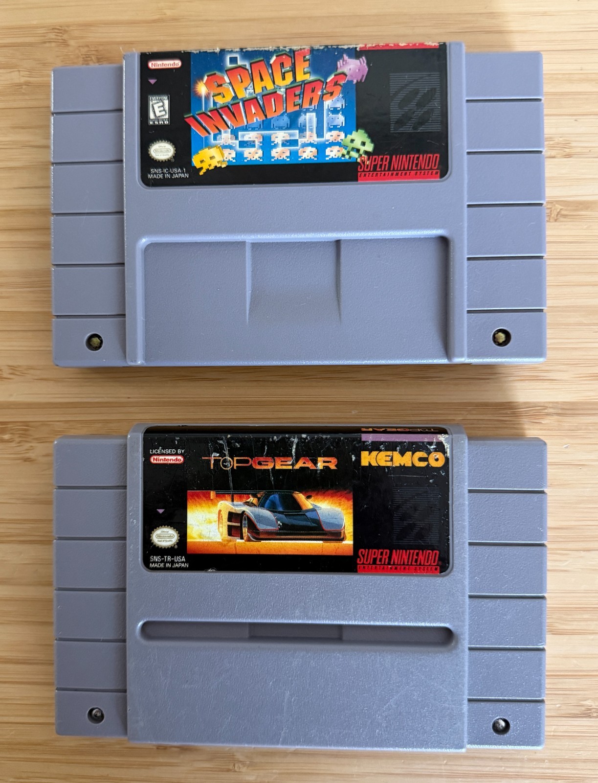 Super Nintendo SNES Game Cartridge LOT Space Invaders, Top Gear, Agassi, Boxing
