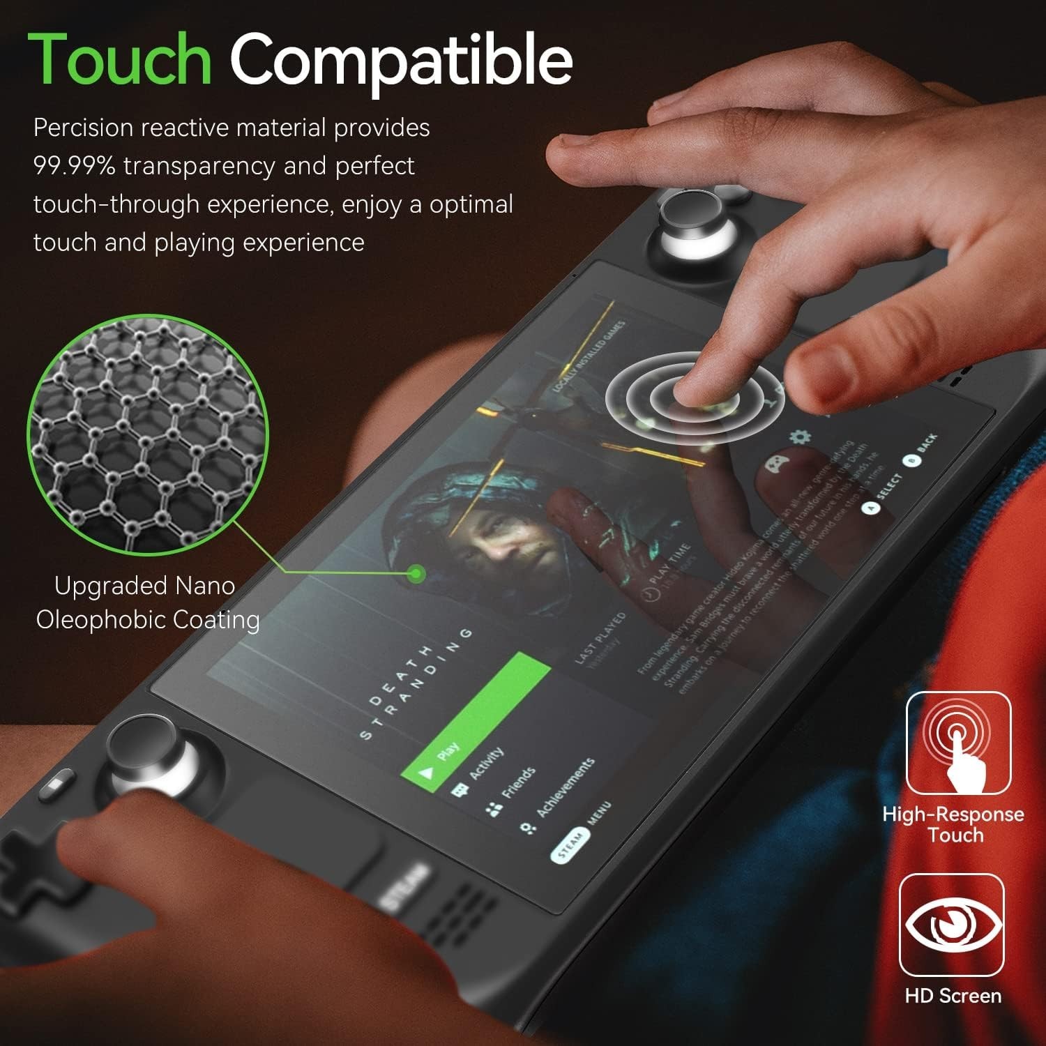 Ultra-Clear Anti-Fingerprint Screen Protector for Steam Deck 7”/7.4” – 2 Pack