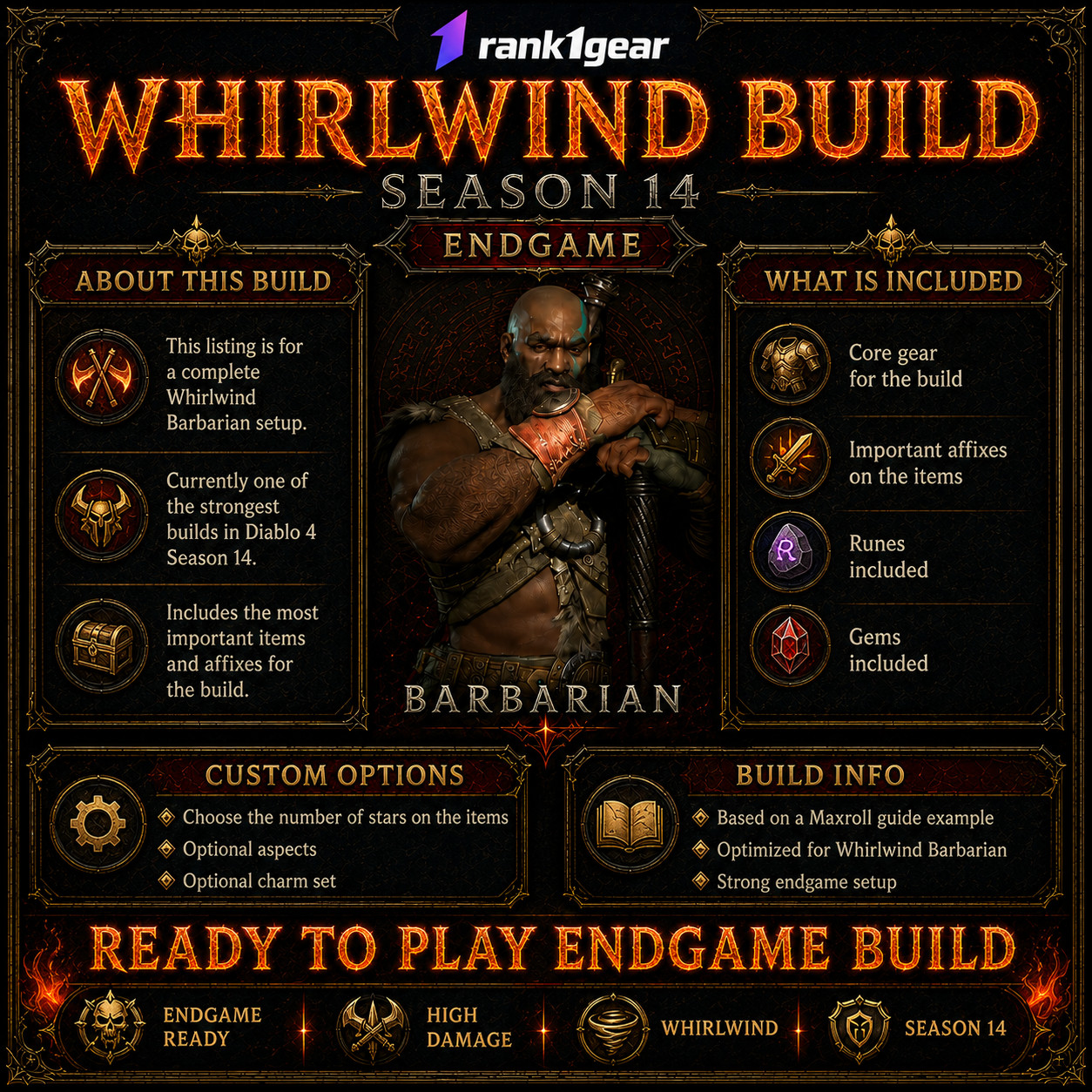 Diablo 4⚔️ Season 14⚔️ Whirlwind Barbarian Build Endgame⚔️ BEST BUILD ⚔️S+ TIER