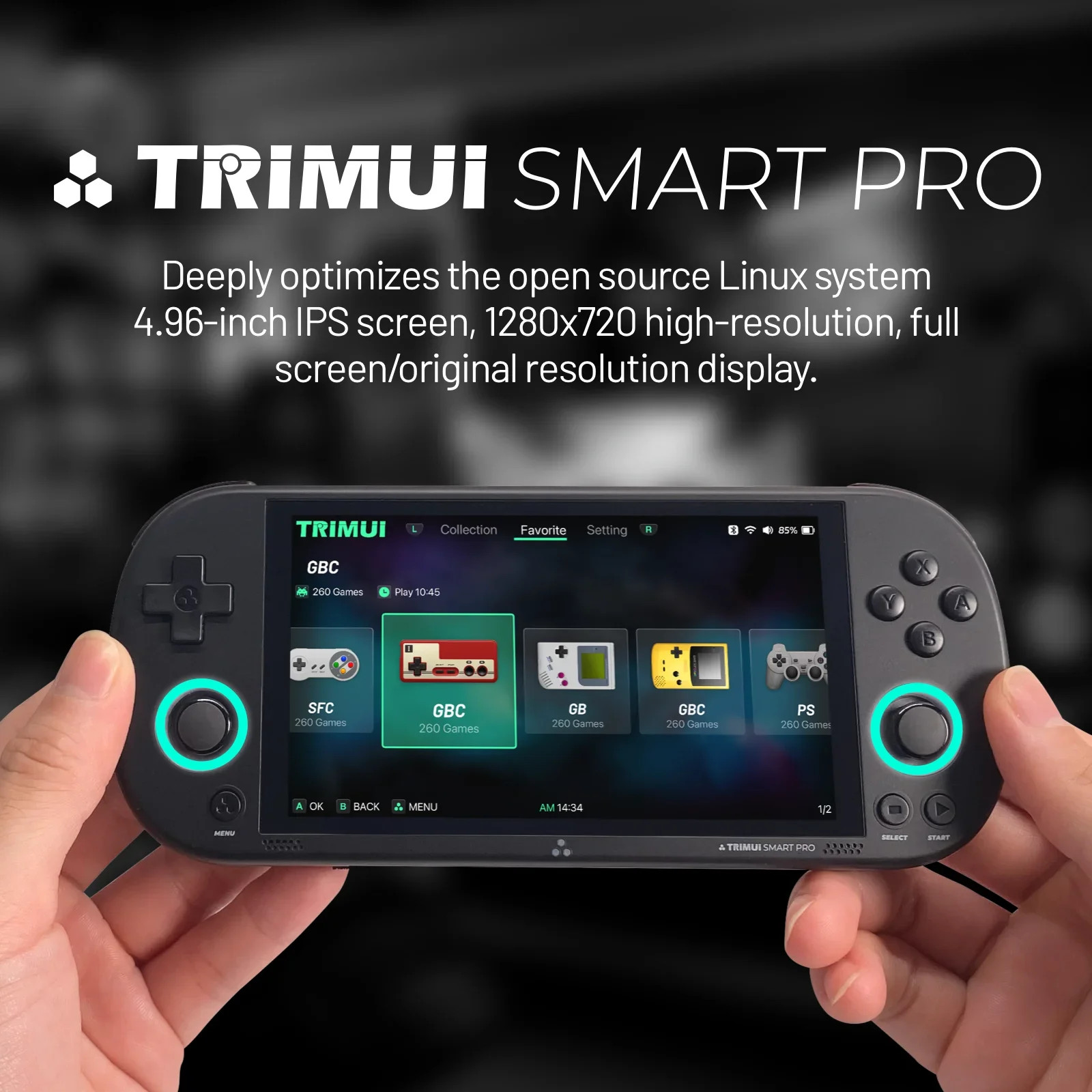 Retro Handheld Console Trimui Smart Pro, 4.96″ IPS Linux RGB Joystick Game Gift