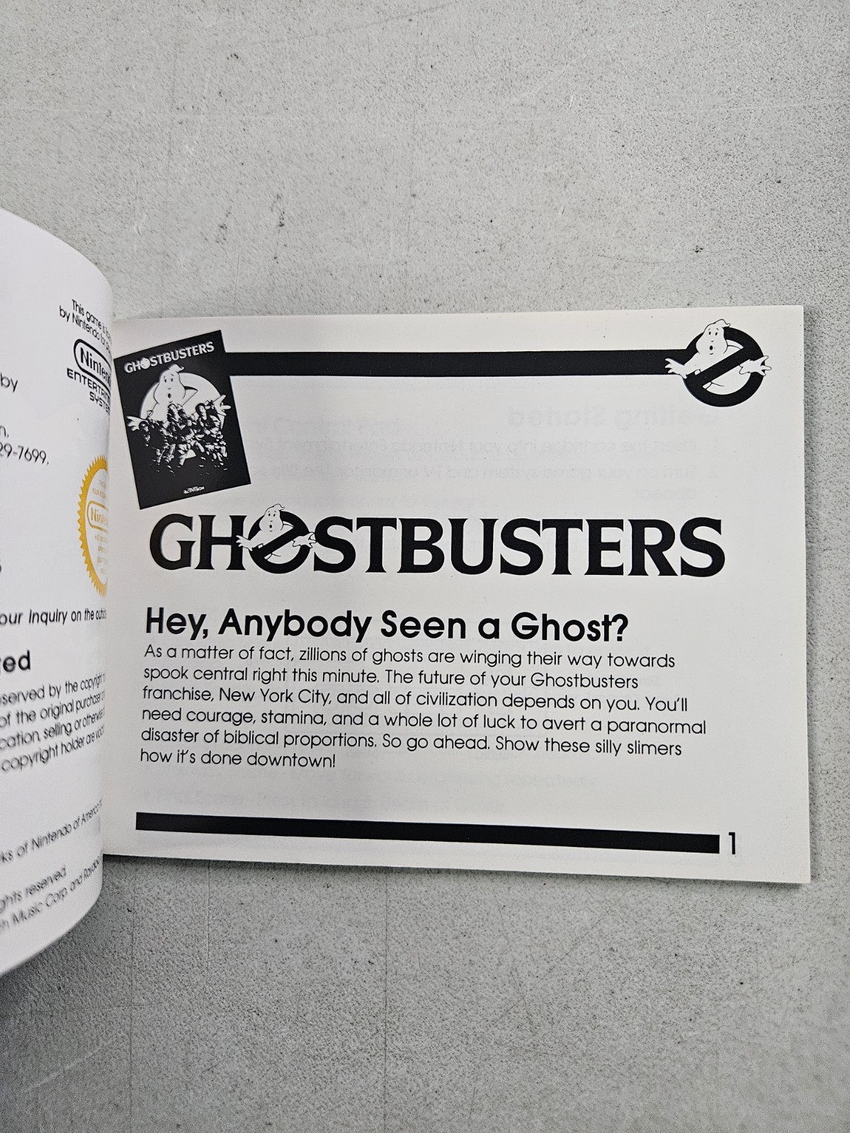 Ghostbusters Activision Nintendo NES Manual ONLY