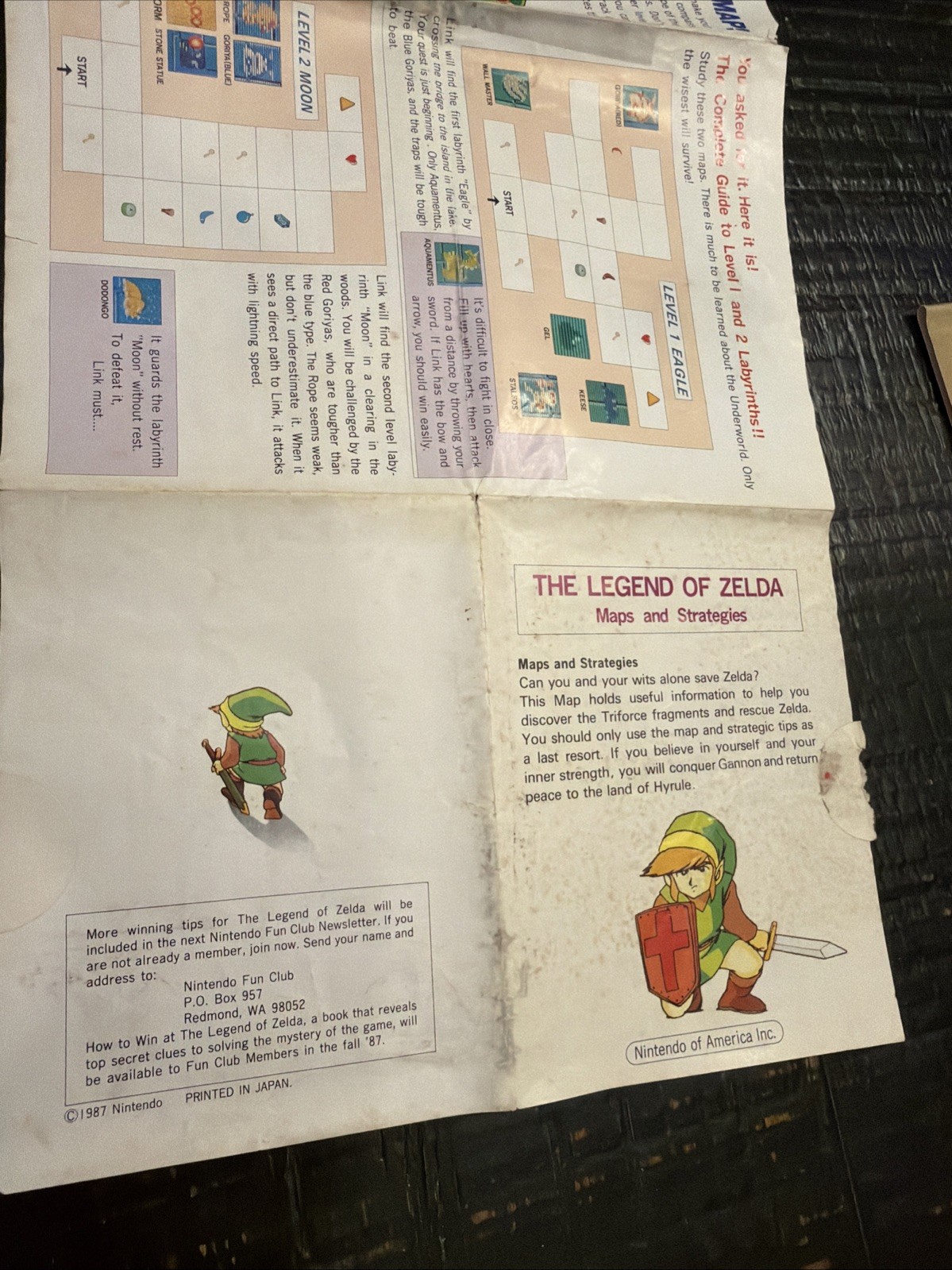 The Legend of Zelda (Nintendo NES 1987) – Manual & Map w/ Sleeve