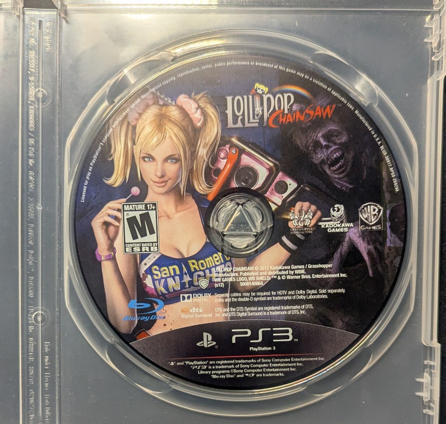 Lollipop Chainsaw (Sony PlayStation 3, 2012) – Loose, DISC ONLY