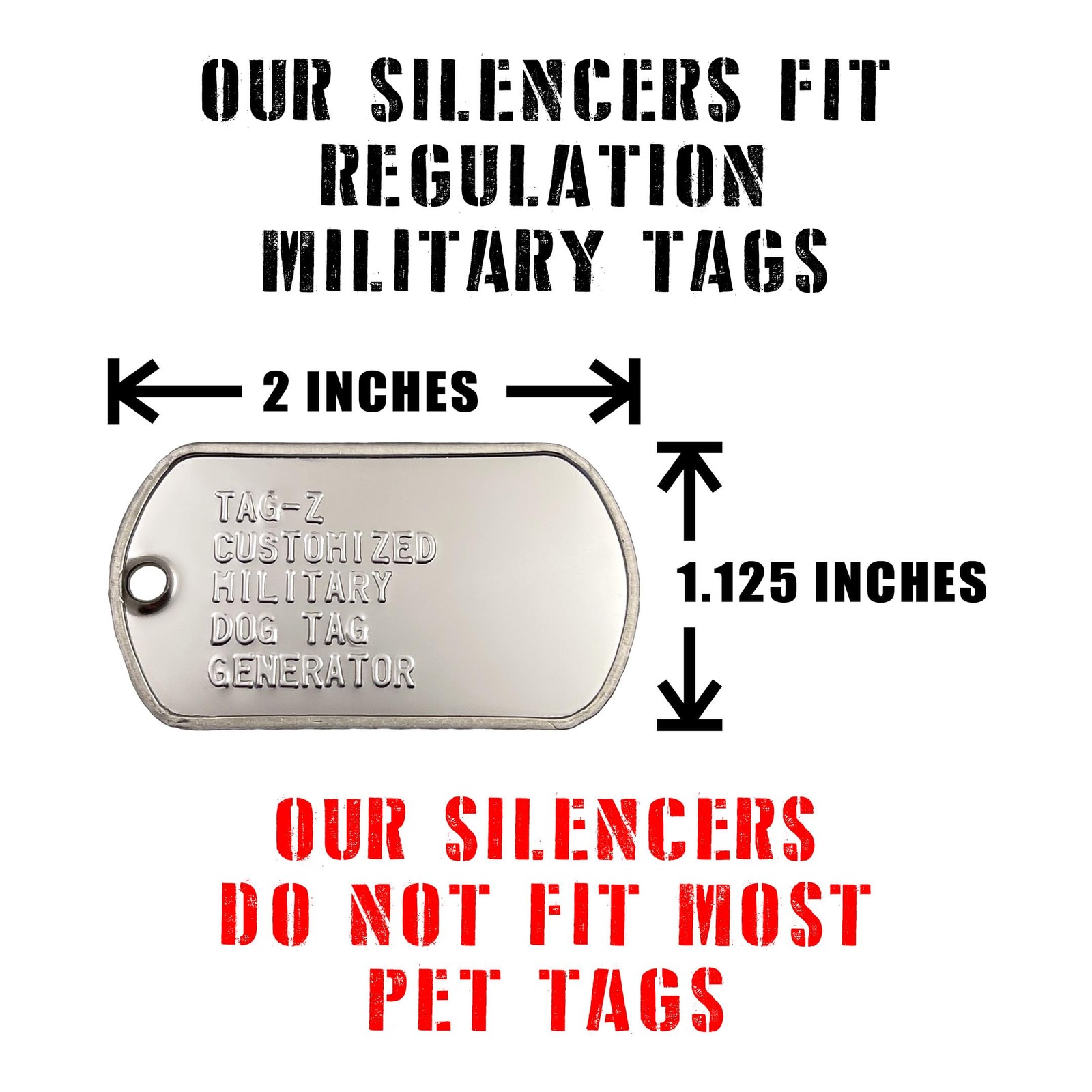 Tag-Z Brand 2-Pack Black Military Dog Tag Silencers – 2″ x 1.125″,