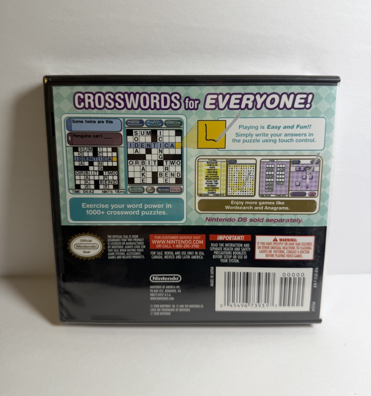 Crosswords DS (Nintendo DS, 2008) Brand New Sealed