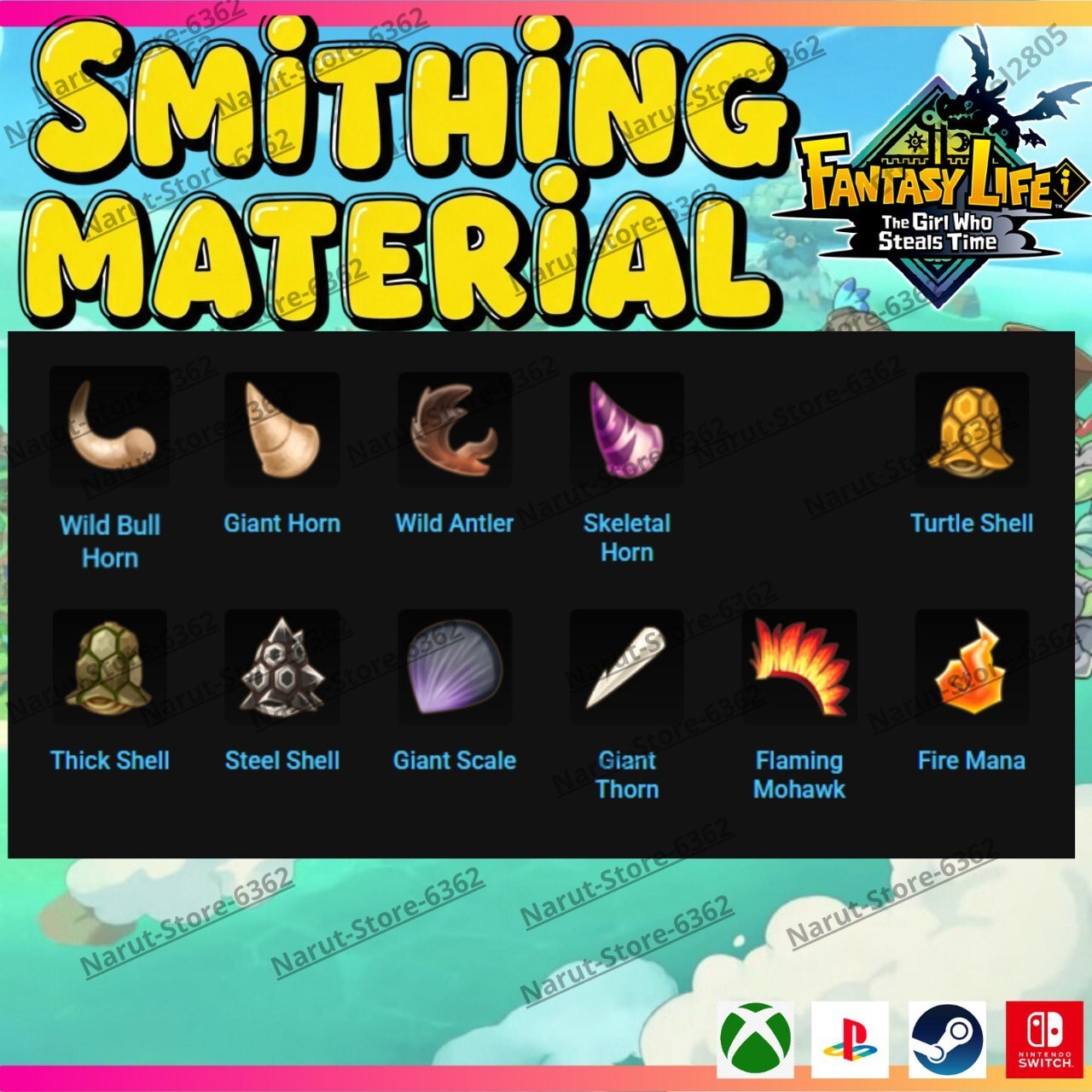 Fantasy Life I: Smithing Material Bundle🌟 crafting The Girl Who Steals the Time