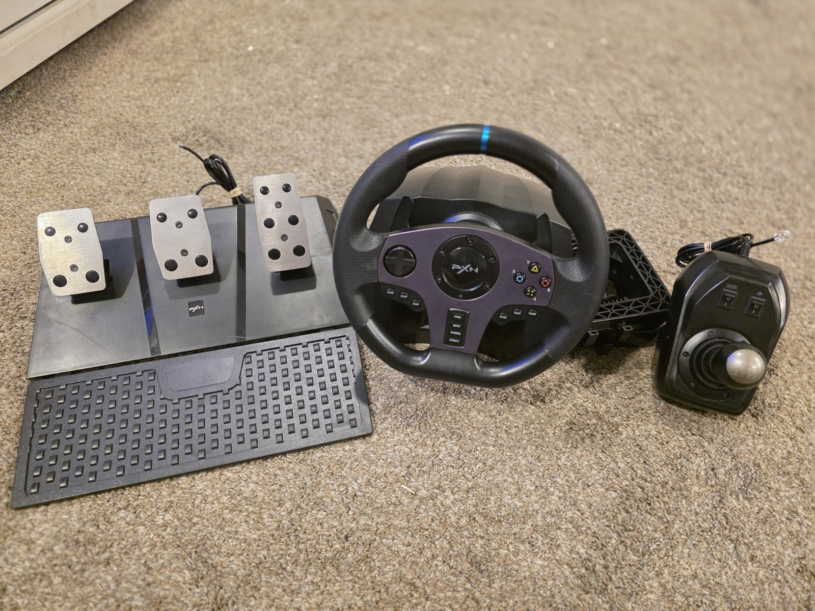 PXN V9 Racing Steering Wheel Black Pedals and Gear Shifter