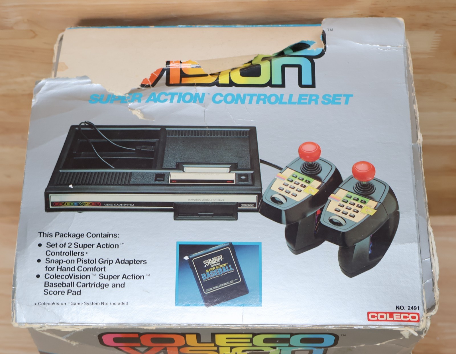 ColecoVision Super Action Controller Set With Box Baseball Game & Manual 1983