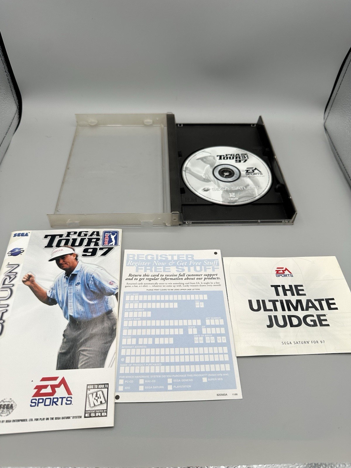 Sega Saturn PGA Tour 97 1996 Reg Card Manual Foam Insert Tested Works Video Game