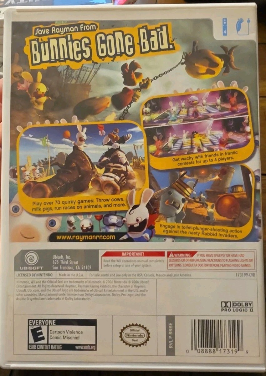 Rayman Raving Rabbids Nintendo Wii, 2006 Complete w/Manual