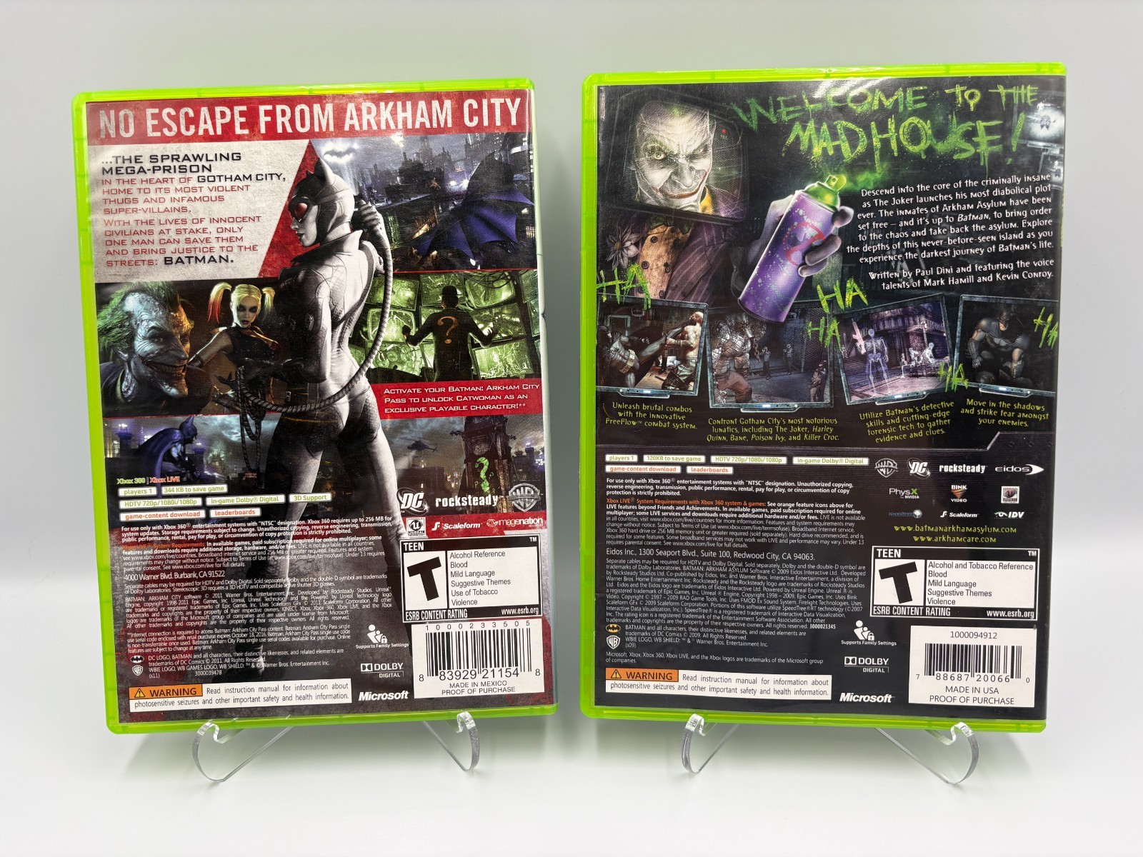 Batman: Arkham Asylum GOTY & Arkham City Bundle – Xbox 360 CIB w/ Manuals Tested