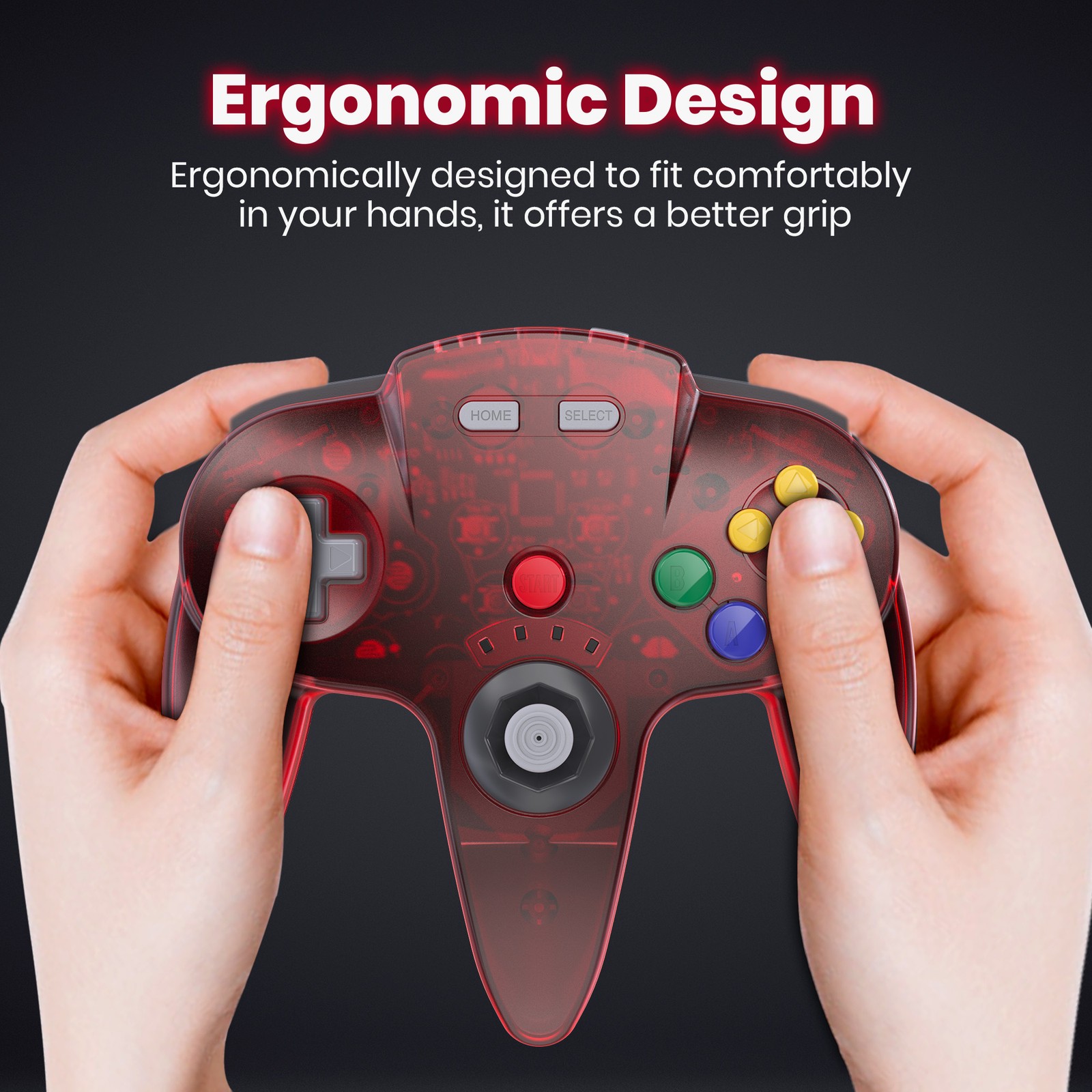 2.4 GHz Wireless N64 Controller, Compatible with N64 Console – Built-in Rumble