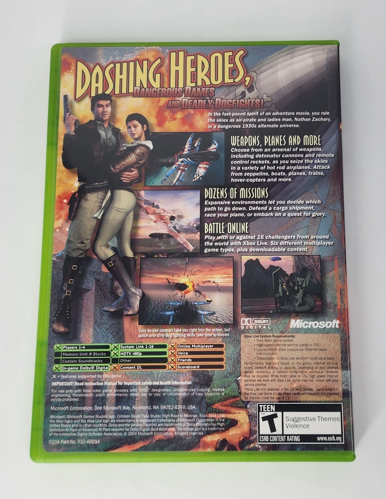 Crimson Skies: High Road to Revenge (Microsoft Xbox, 2003) CIB- NOT FOR RESALE!