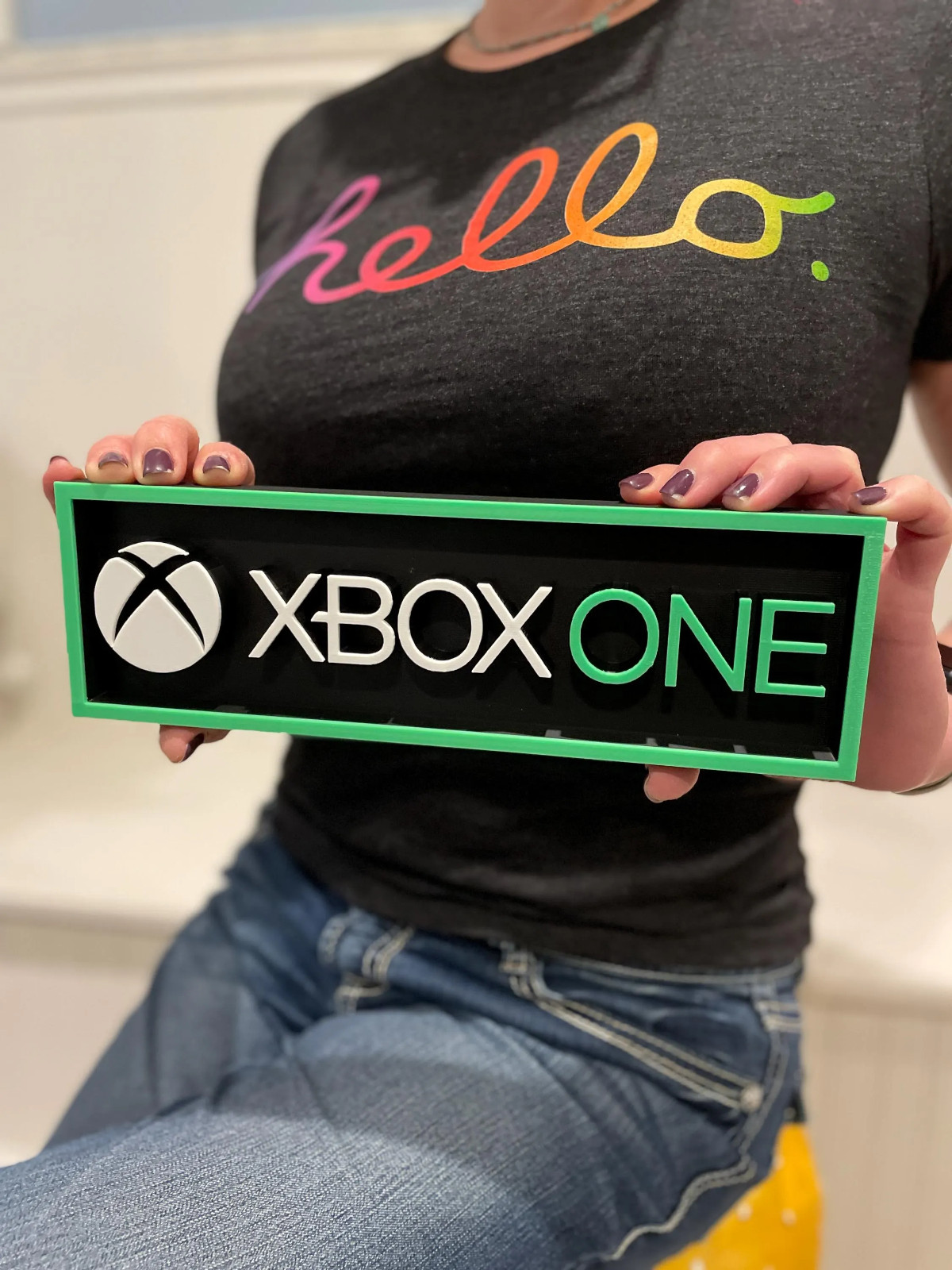 XBOX ONE 3D printed game console placard, multi-color