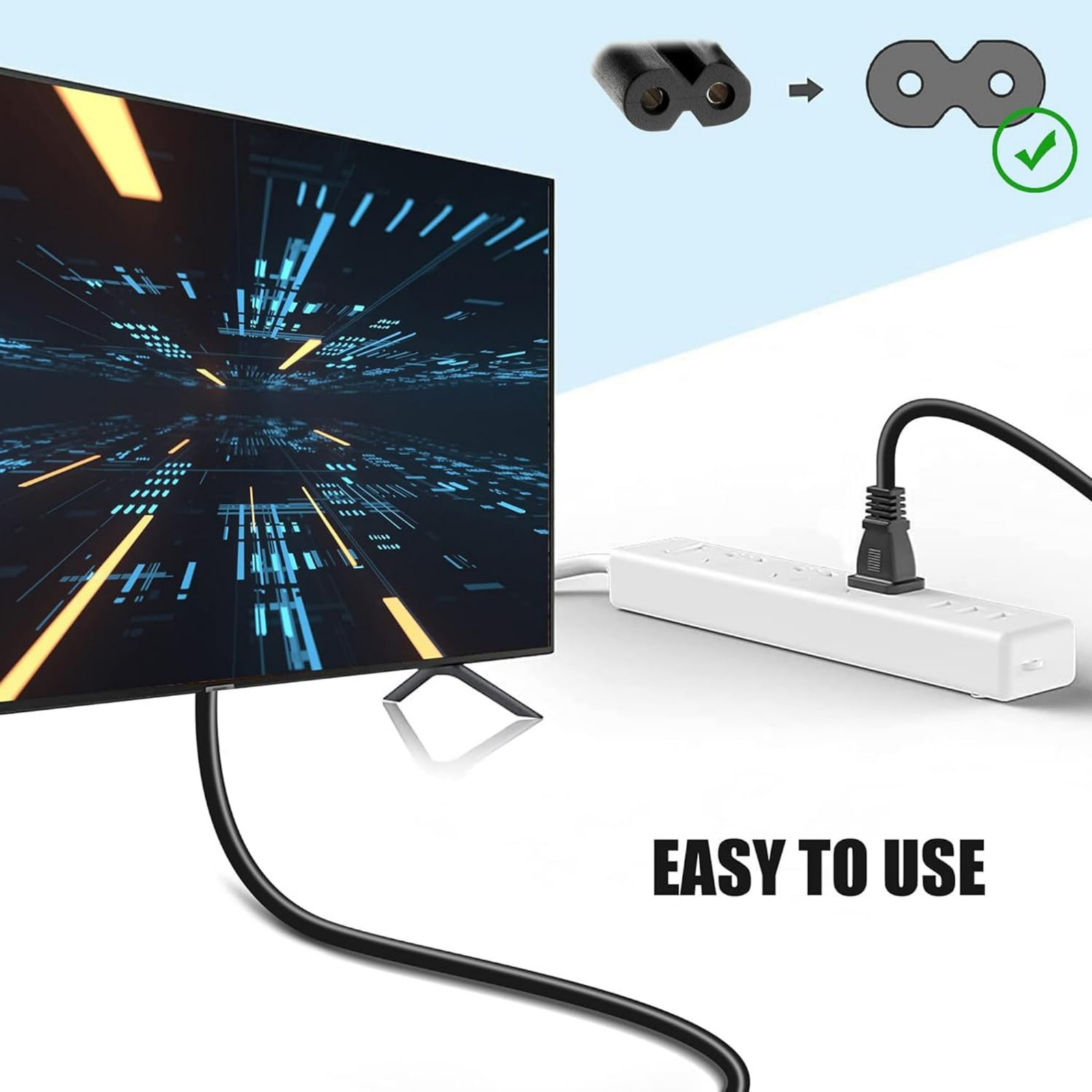 5ft 2-Prong AC Power Cord for Sony PS5 PS4 PS3 Slim Xbox Series X S One